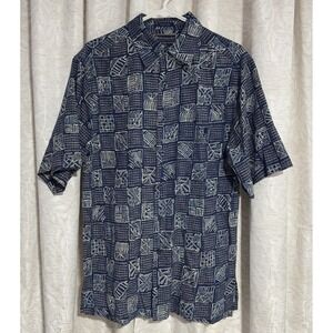 Weekender Casual Lifestyle Silk Blend Men's Hawaiian‎ Tribal Luau Camp Shirt M